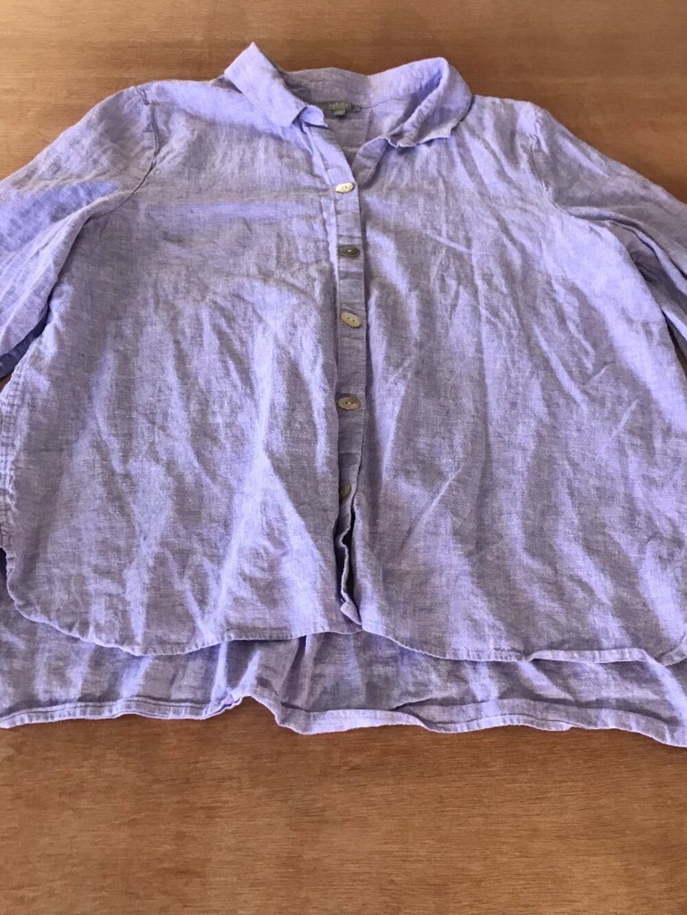 Habitat Shirt Women XXL Purple Button Up Long Sleeve Collared Linen Cotton 19975